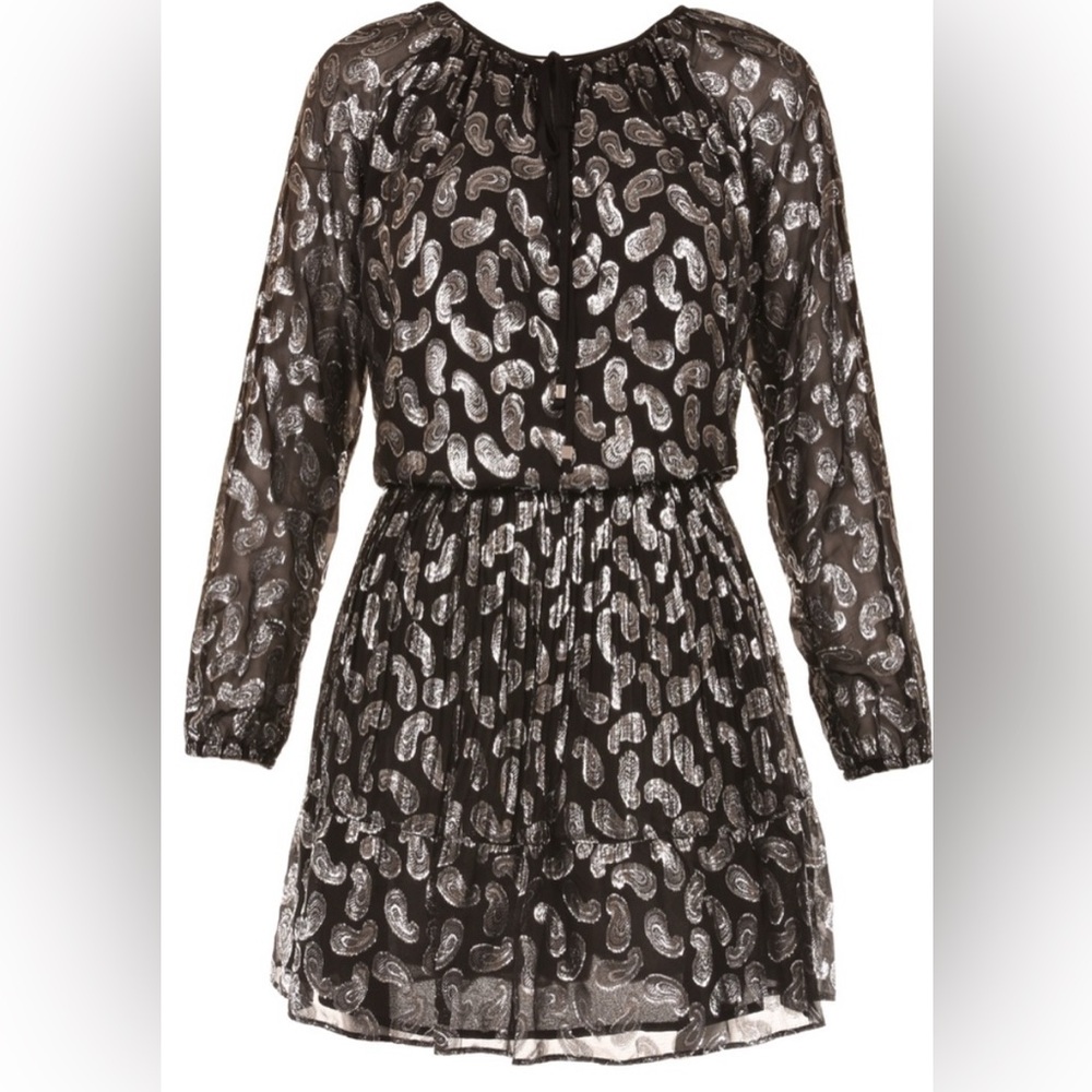 MICHAEL Michael Kors Black and Silver Long Sleeve Dress